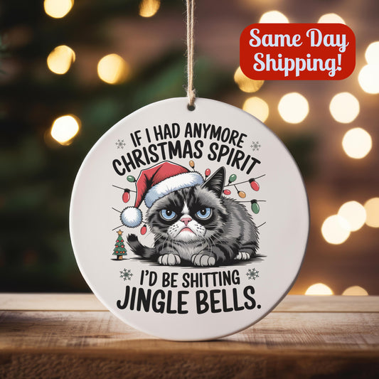 Funny Grumpy Cat Christmas Ornament: White Elephant Gift, Christmas Spirit