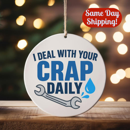 Funny Plumber Ornament: Tradesman Gag Gift - Blue Collar Worker Christmas Humor Decoration