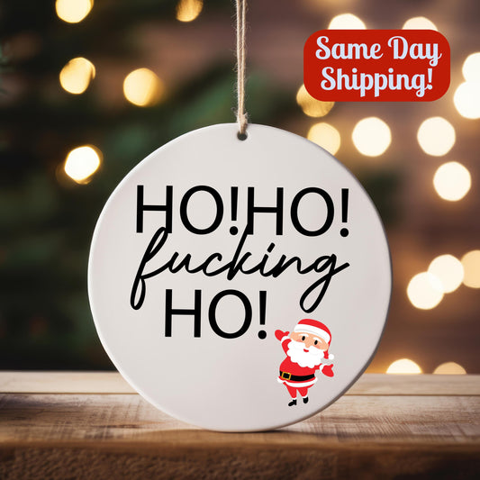 Adult Christmas Ornament: Funny HO HO HO White Elephant Gift