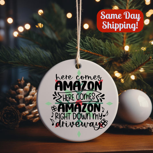 Amazon Addict Christmas Ornament – Online Shopping Funny Gag Gift for Friends or Family