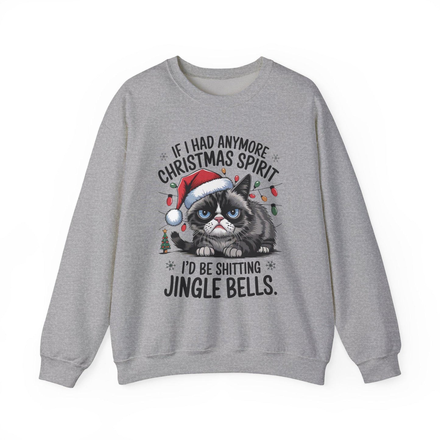 Grumpy Cat Christmas Sweatshirt Adult Humor Holiday Crewneck Funny Xmas Sweater Gift