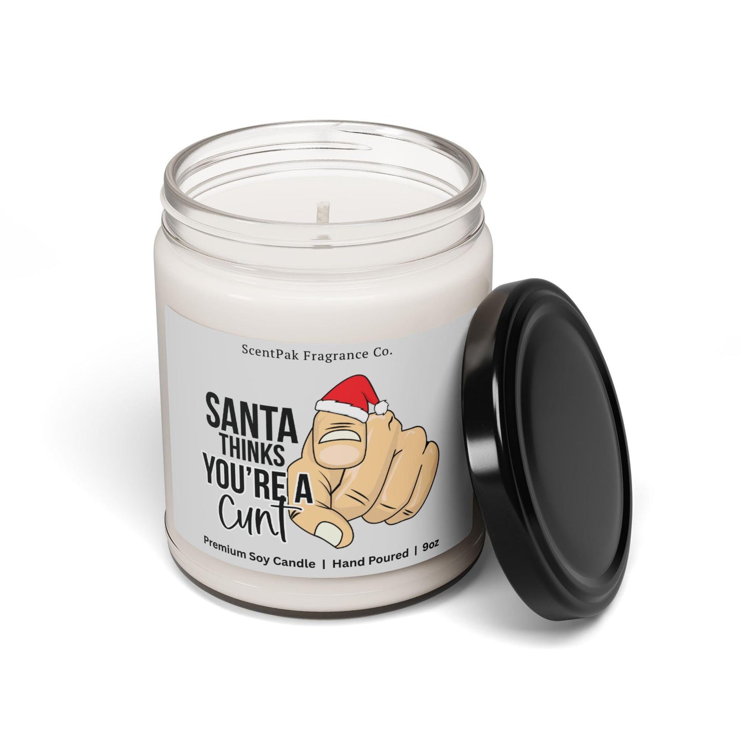 Savage Holiday Candle - Santa Thinks You're a C*nt - Roast Gift - Funny Christmas Dark Humor Soy Candle