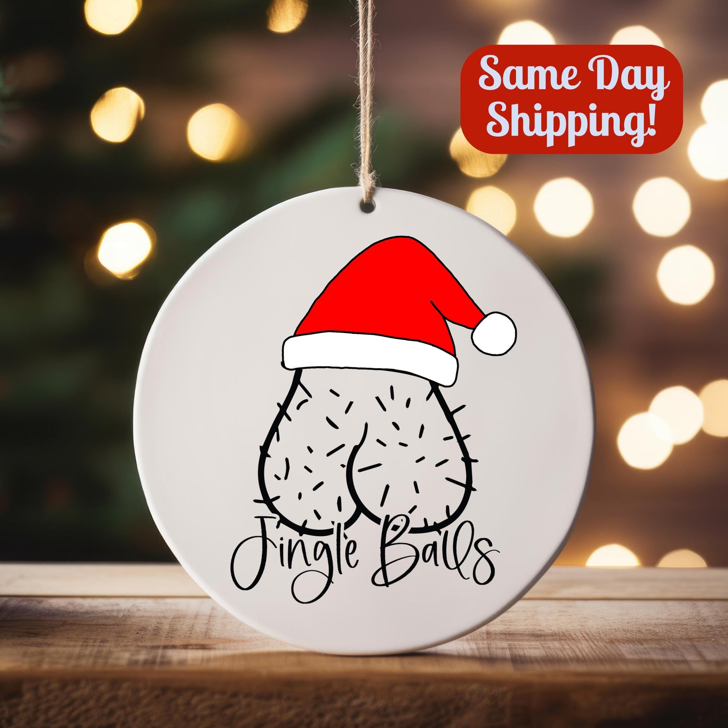 Jingle Balls Funny Adult Ornament – White Elephant Gag Gift, Secret Santa, Naughty Christmas Present