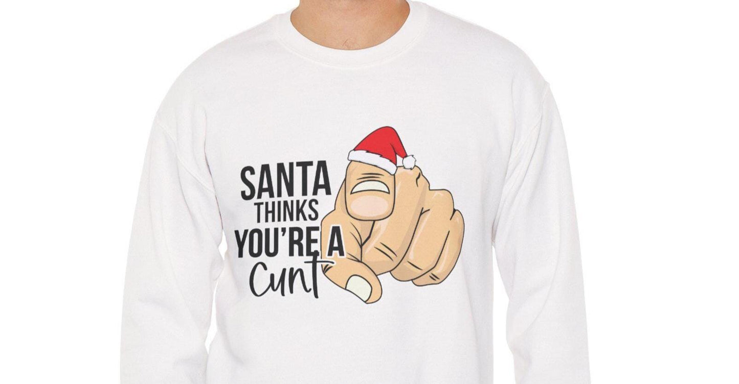 Funny Santa Thinks You're Bad Christmas Sweatshirt: Sarcastic Holiday Humor Gift for Adults