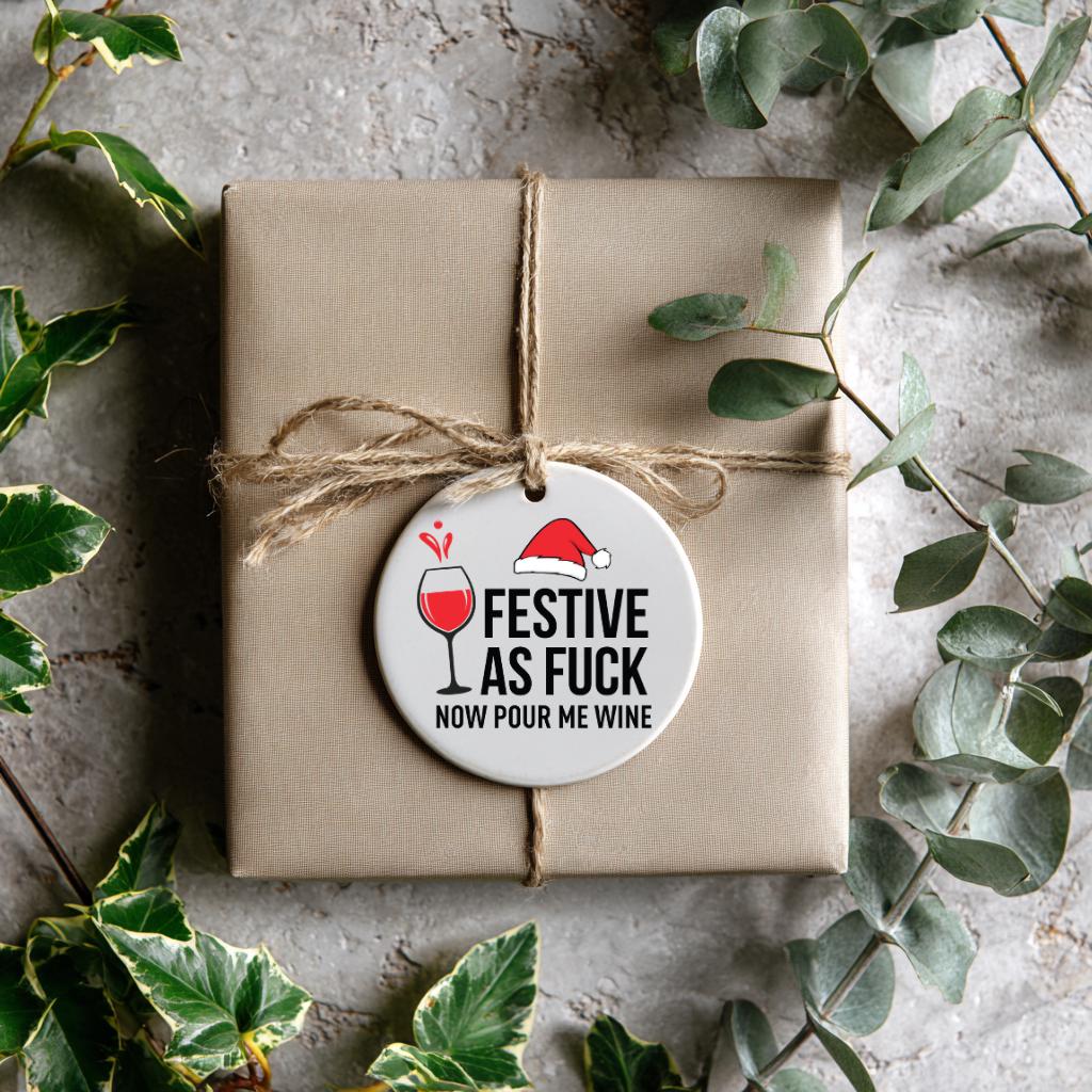 Festive AF Tree Ornament: Wine Lover Christmas Gift