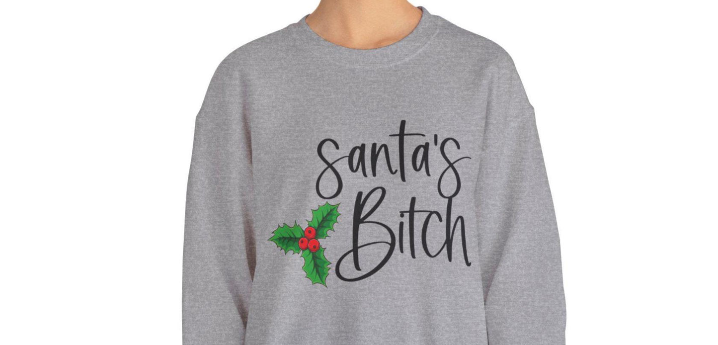 Santa's B*tch Christmas Sweatshirt Funny Adult Humor Holiday Crewneck Unisex Gift