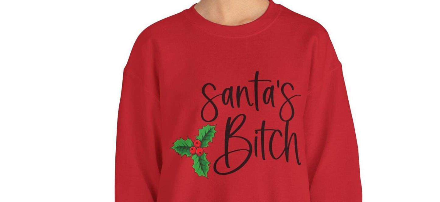 Santa's B*tch Christmas Sweatshirt Funny Adult Humor Holiday Crewneck Unisex Gift