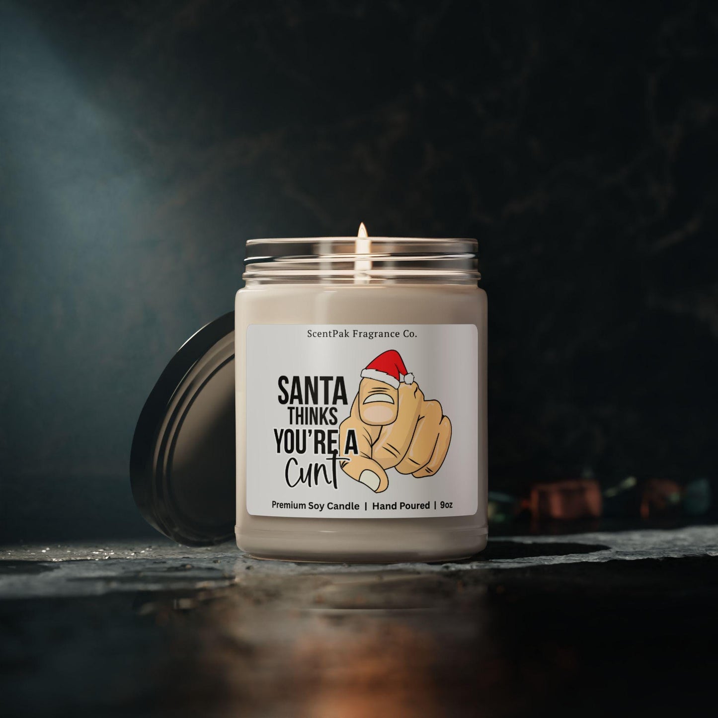 Savage Holiday Candle - Santa Thinks You're a C*nt - Roast Gift - Funny Christmas Dark Humor Soy Candle