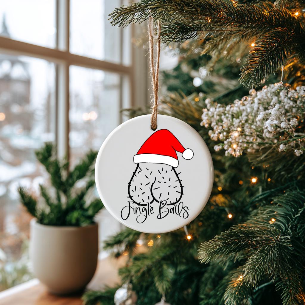 Jingle Balls Funny Adult Ornament – White Elephant Gag Gift, Secret Santa, Naughty Christmas Present