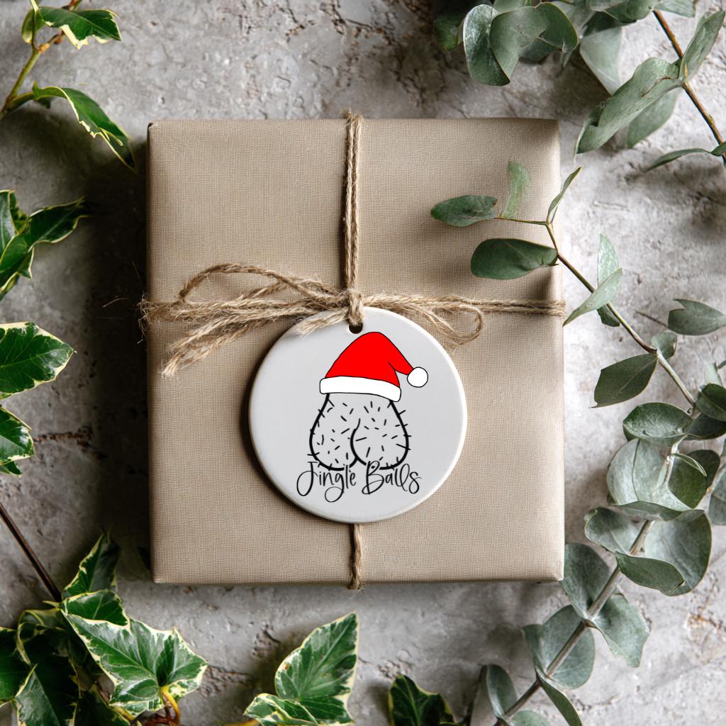 Jingle Balls Funny Adult Ornament – White Elephant Gag Gift, Secret Santa, Naughty Christmas Present