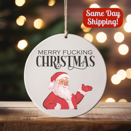 Merry Fu*king Christmas Adult Humor Christmas Ornament: Gag Gift Exchange