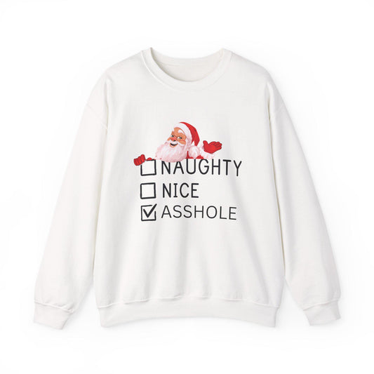 Funny Santa Christmas Sweatshirt: Naughty Nice A-Hole Checklist Holiday Humor Gift Adult Xmas Jumper