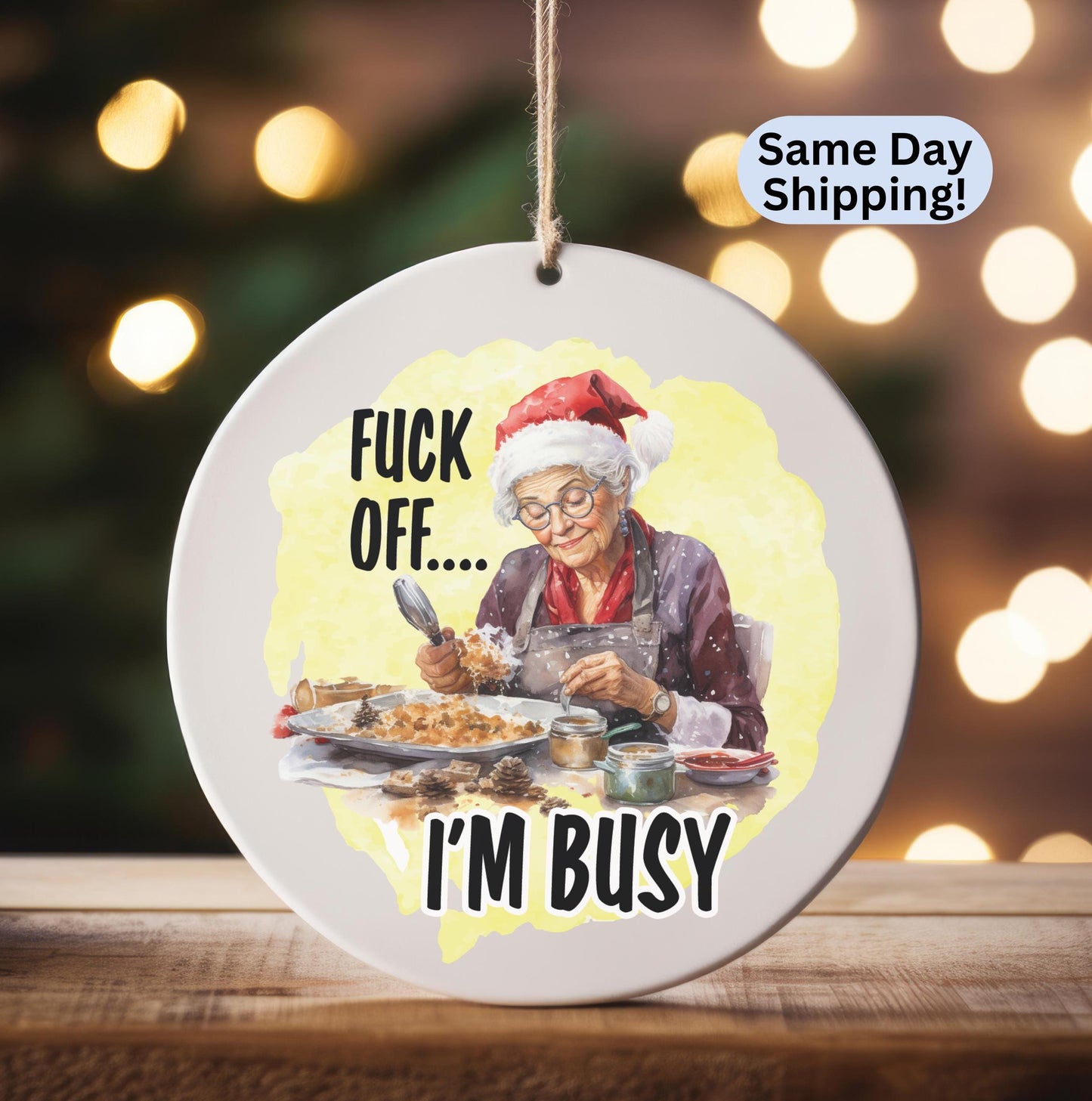 Funny Cooking Christmas Ornament: White Elephant Gift, Adult Humor