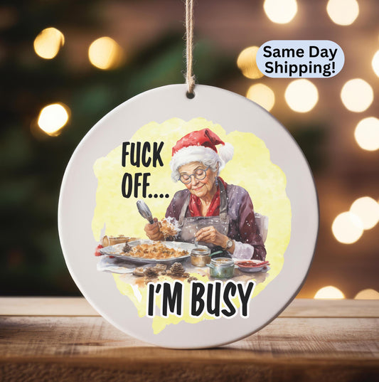 Funny Cooking Christmas Ornament: White Elephant Gift, Adult Humor