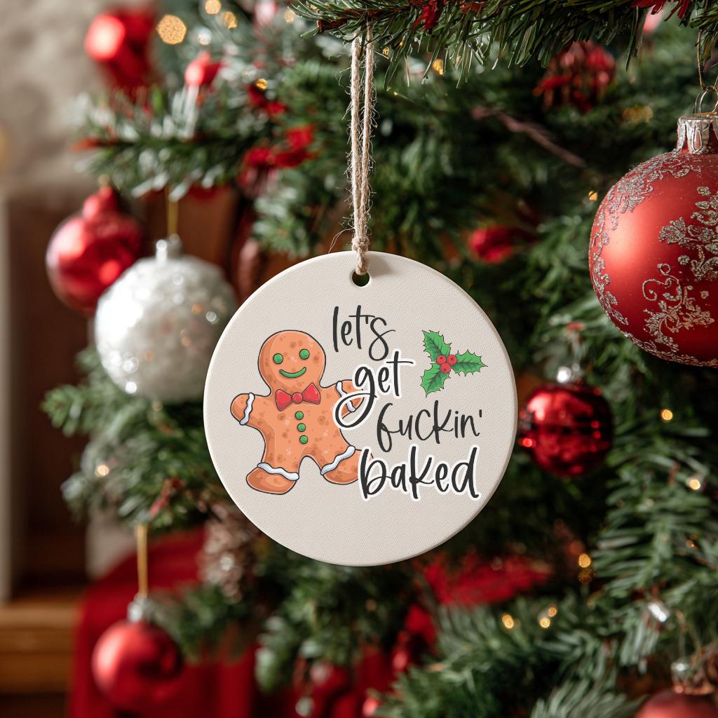 Let’s Get Baked Funny Christmas Ornament – Stoner Gift, Hilarious White Elephant Party Present