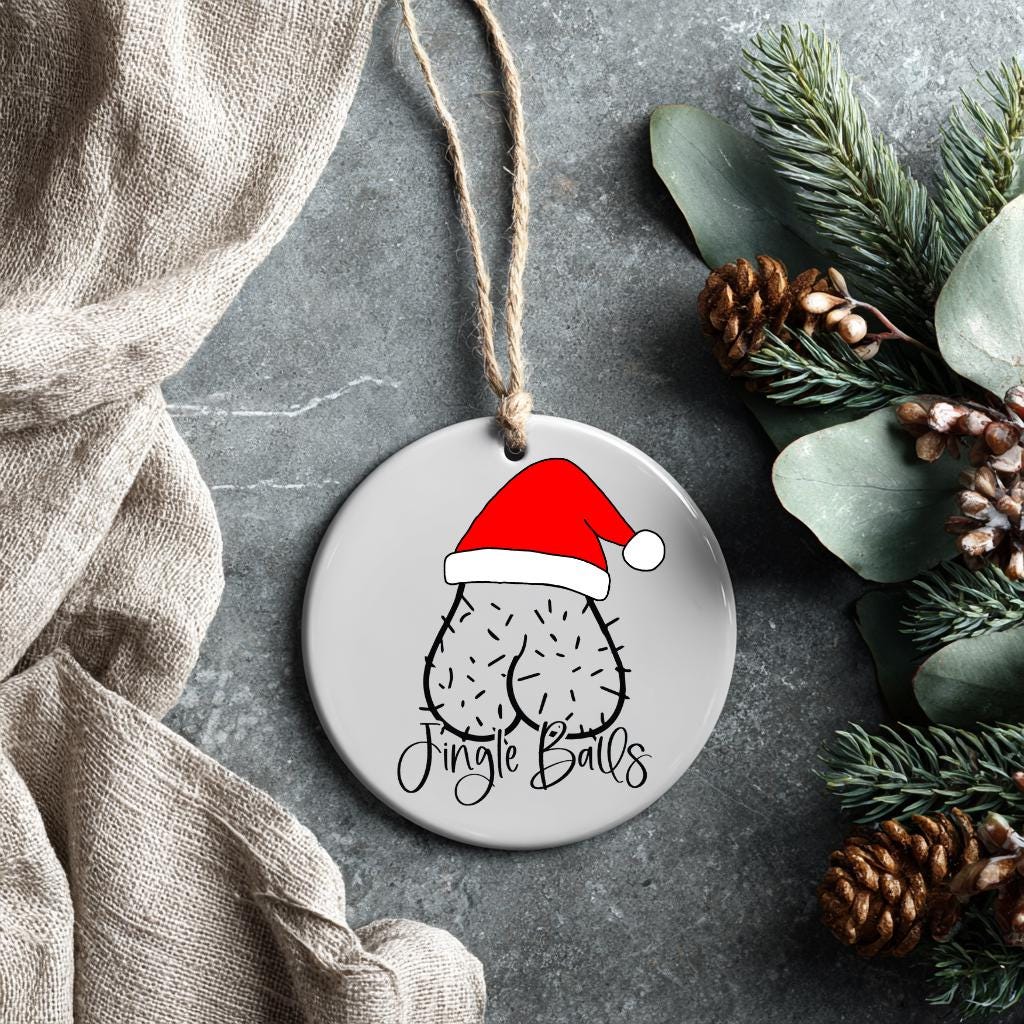 Jingle Balls Funny Adult Ornament – White Elephant Gag Gift, Secret Santa, Naughty Christmas Present