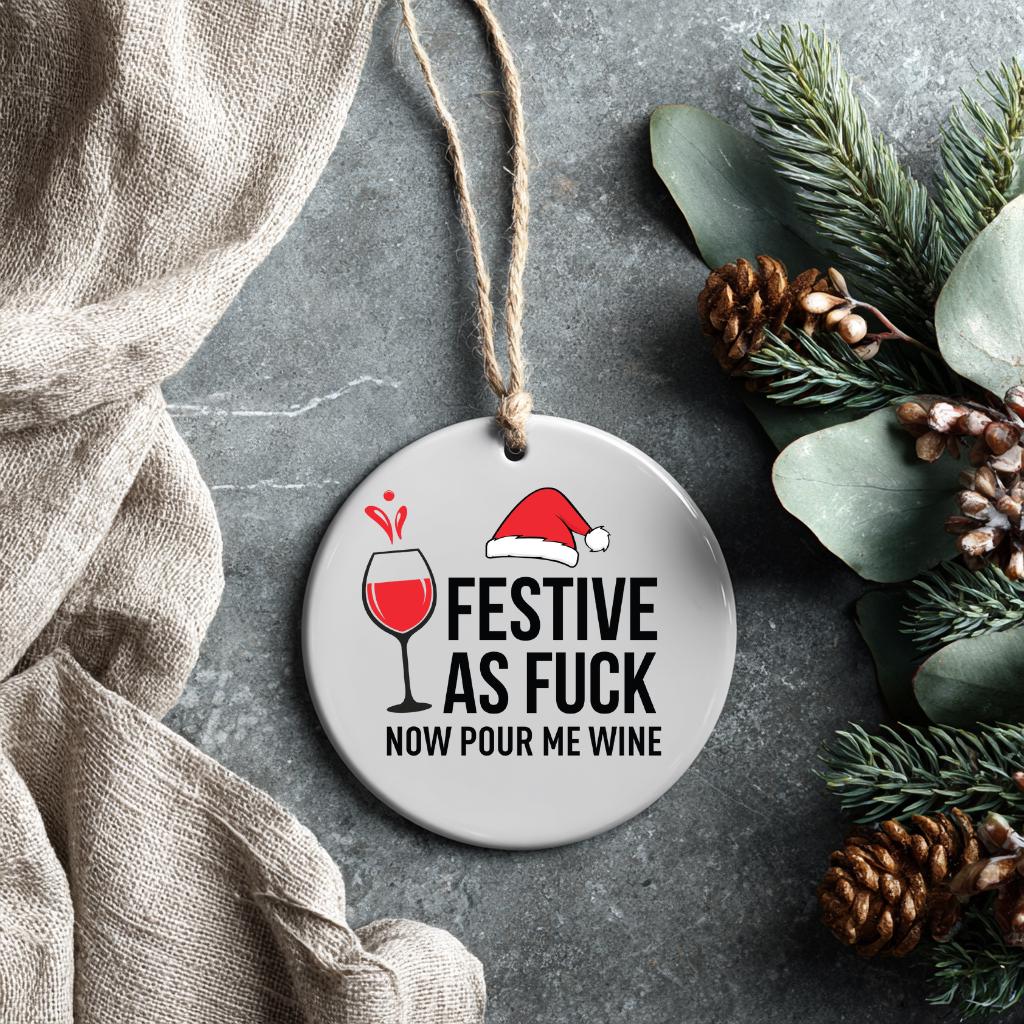 Festive AF Tree Ornament: Wine Lover Christmas Gift