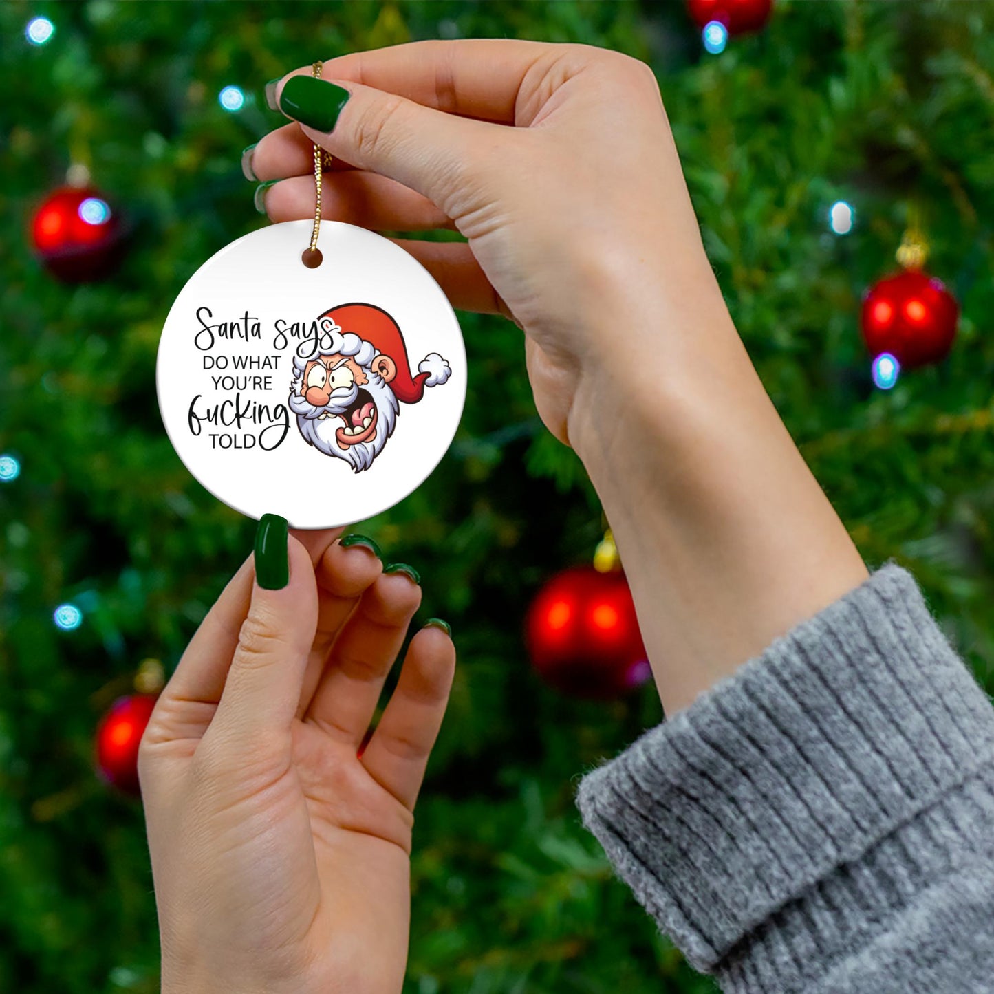 Santa Says Funny Christmas Ornament: Parent Holiday Gag Gift for Mom and Dad