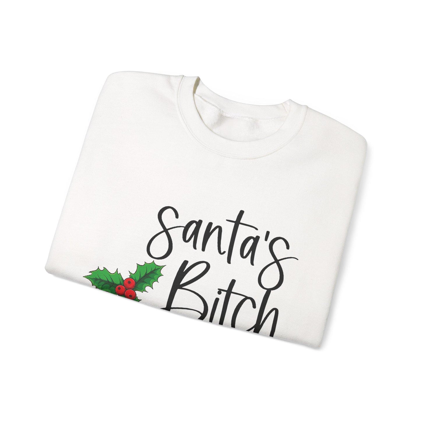 Santa's B*tch Christmas Sweatshirt Funny Adult Humor Holiday Crewneck Unisex Gift