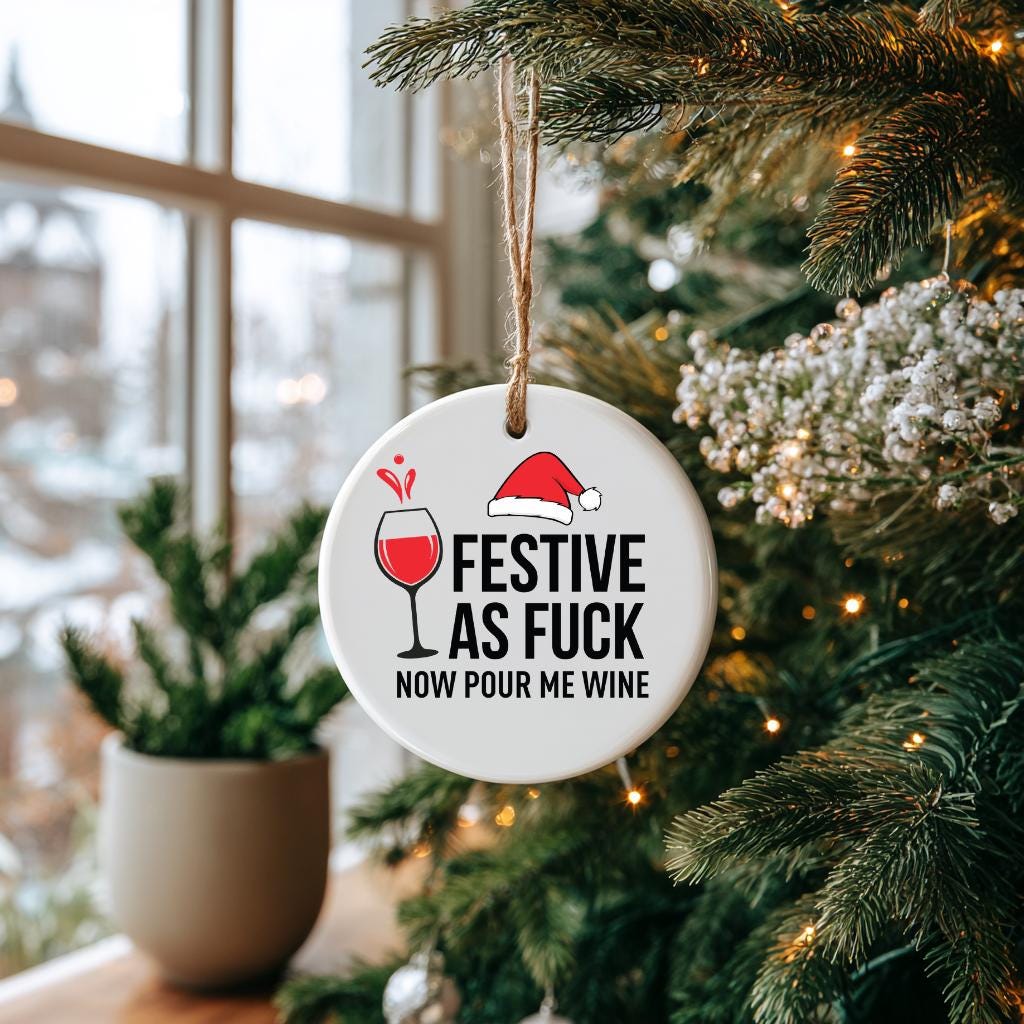 Festive AF Tree Ornament: Wine Lover Christmas Gift