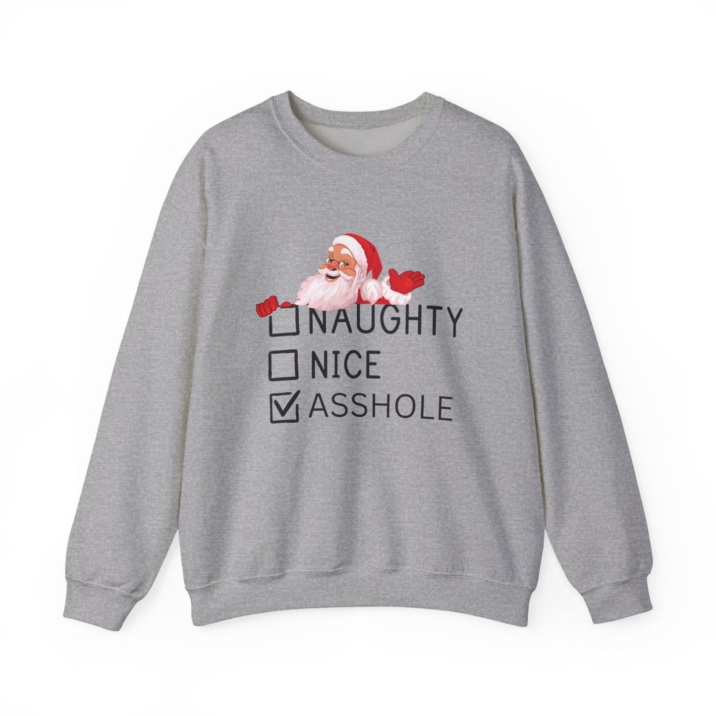 Funny Santa Christmas Sweatshirt: Naughty Nice A-Hole Checklist Holiday Humor Gift Adult Xmas Jumper