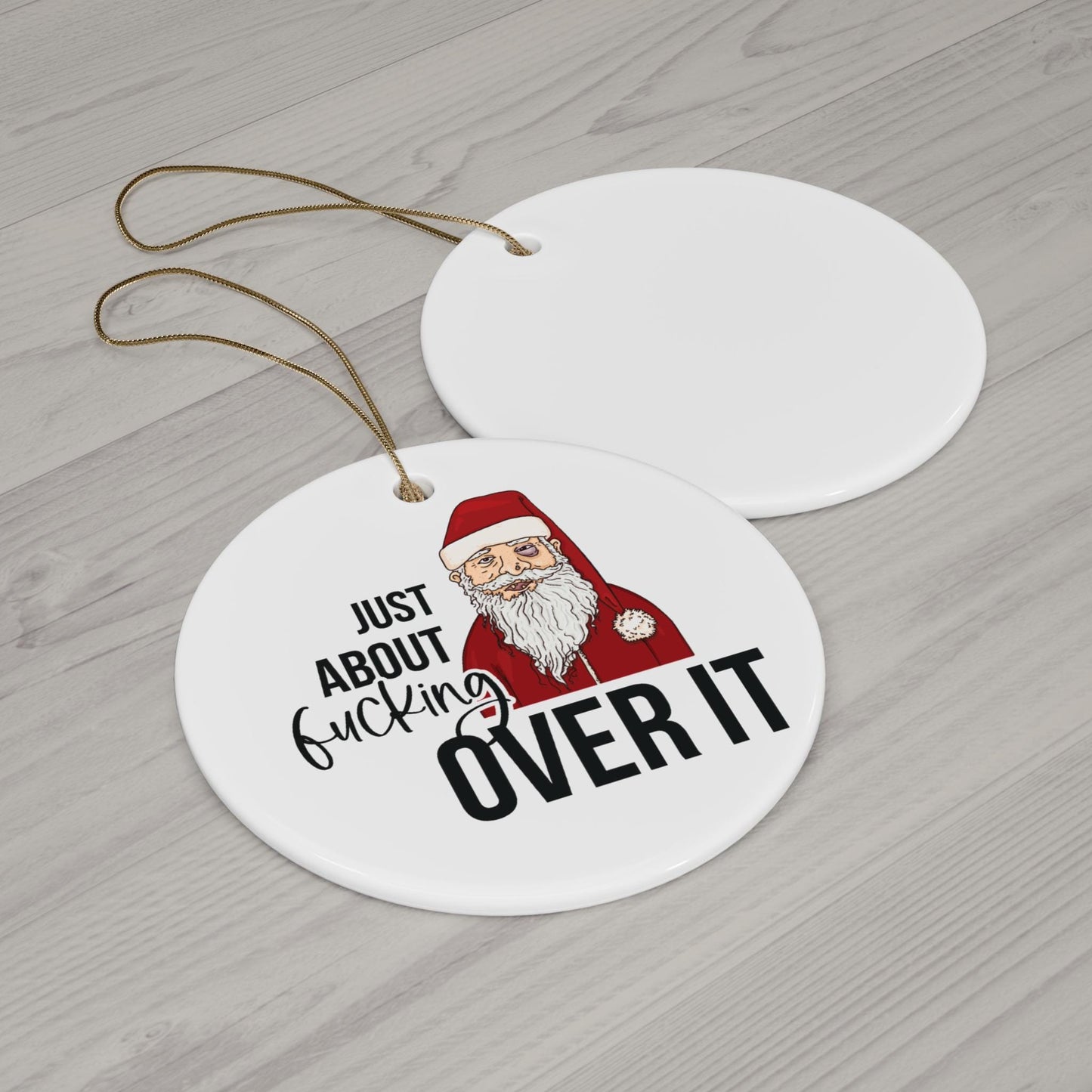 Funny Over It Christmas Ornament - Sarcastic Holiday Gag Gift White Elephant Party Humor Decoration for Adults Mom Dad Coworker