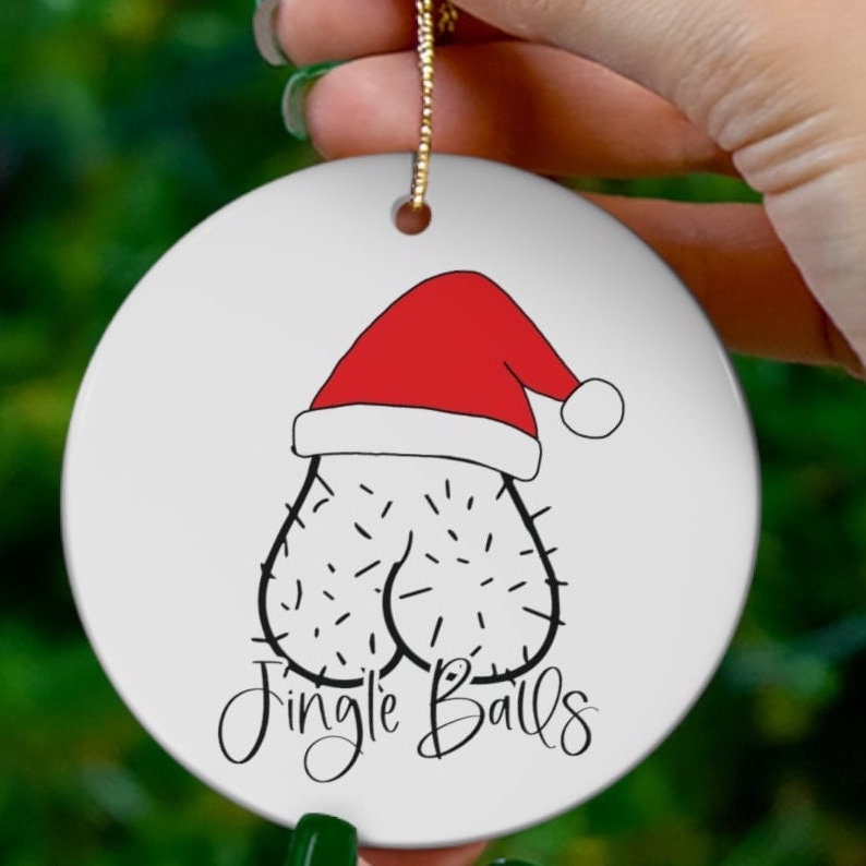 Jingle Balls Funny Adult Ornament – White Elephant Gag Gift, Secret Santa, Naughty Christmas Present