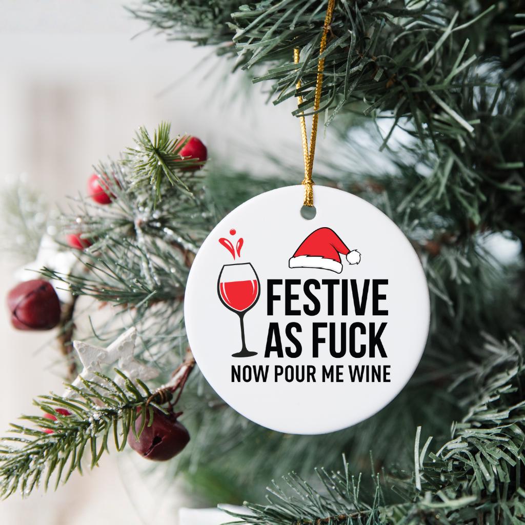 Festive AF Tree Ornament: Wine Lover Christmas Gift