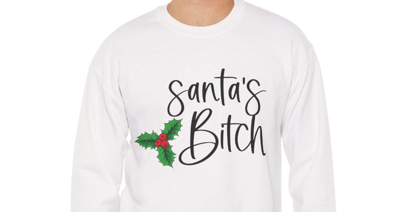 Santa's B*tch Christmas Sweatshirt Funny Adult Humor Holiday Crewneck Unisex Gift