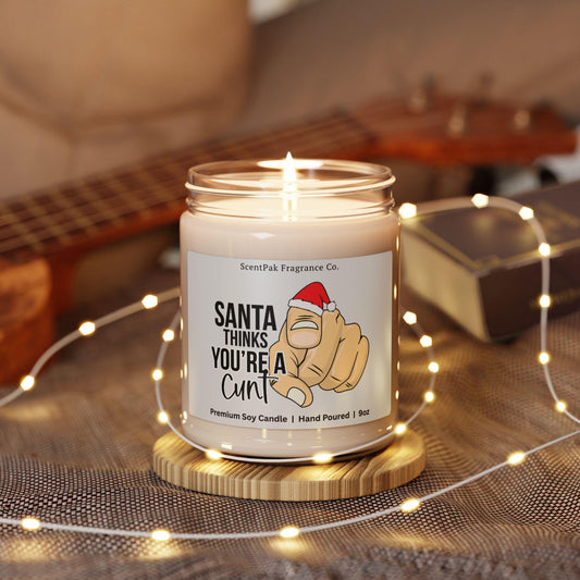 Savage Holiday Candle - Santa Thinks You're a C*nt - Roast Gift - Funny Christmas Dark Humor Soy Candle