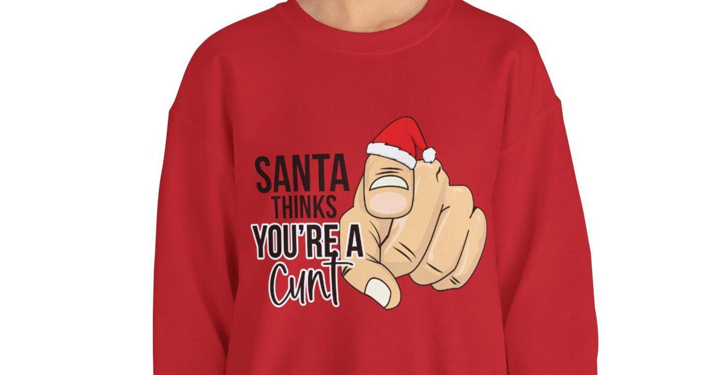 Funny Santa Thinks You're Bad Christmas Sweatshirt: Sarcastic Holiday Humor Gift for Adults