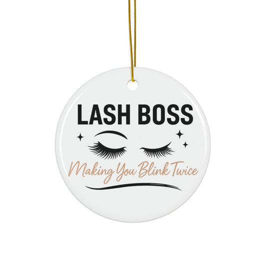 Lash Boss Christmas Ornament - Glam Eyelash Extension Artist Gift for Beauty Salon Tech Esthetician Holiday Decor