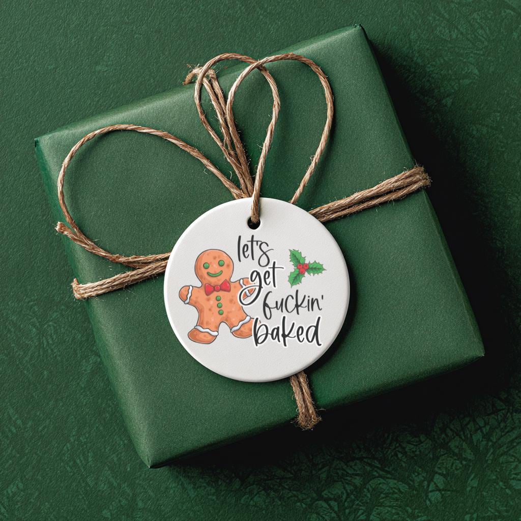 Let’s Get Baked Funny Christmas Ornament – Stoner Gift, Hilarious White Elephant Party Present