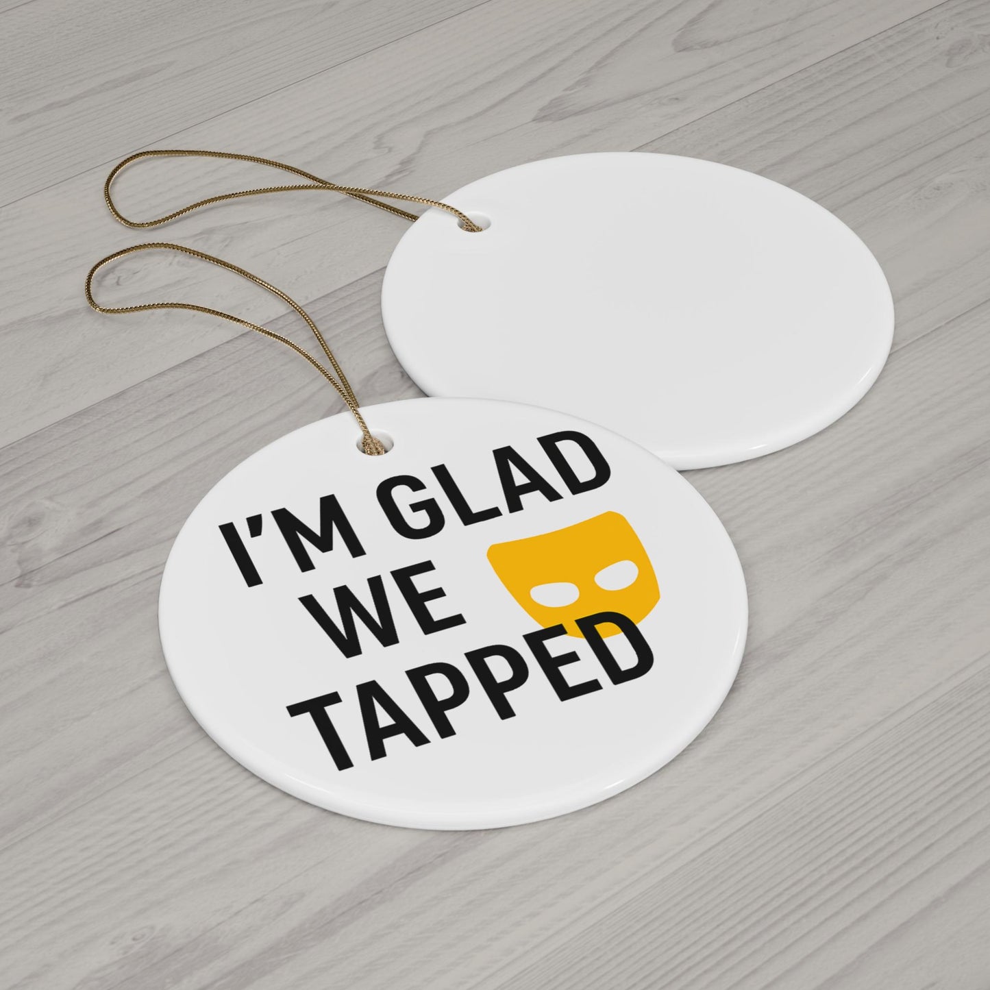 Grindr Christmas Ornament I'm Glad We Tapped Gay Dating App Holiday Couples Gift LGBT Love Story