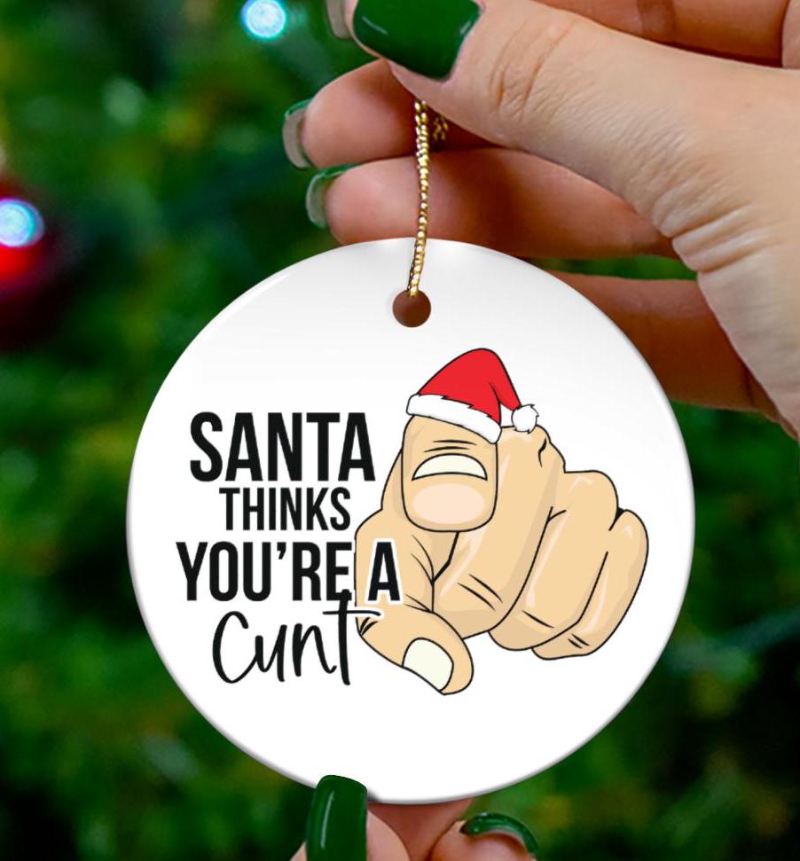 Funny Adult Christmas Ornament: Personalized Santa Gag Gift for White Elephant Exchange - Custom Holiday Humor Decoration