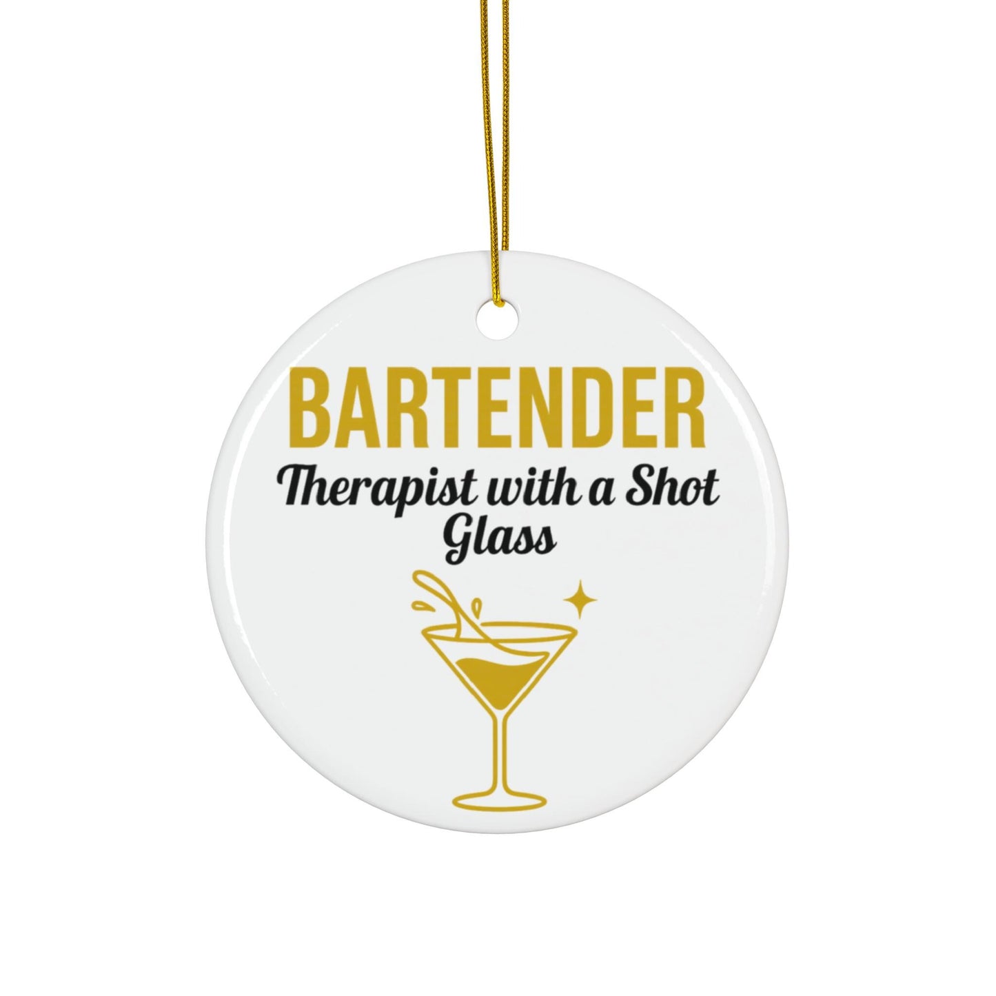 Funny Bartender Ornament Therapist Shot Glass Mixologist Christmas Gift Bar Humor Decor