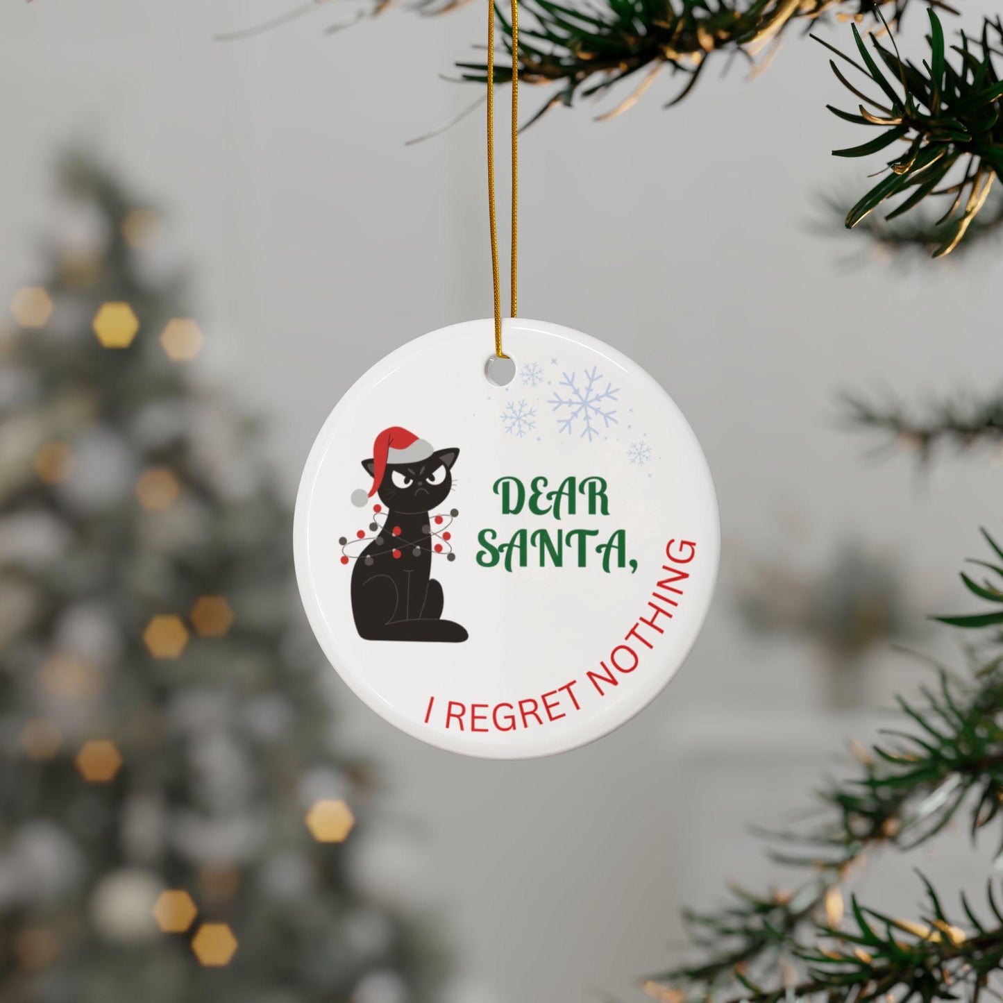 Funny Cat Christmas Ornament: Dear Santa, I Regret Nothing
