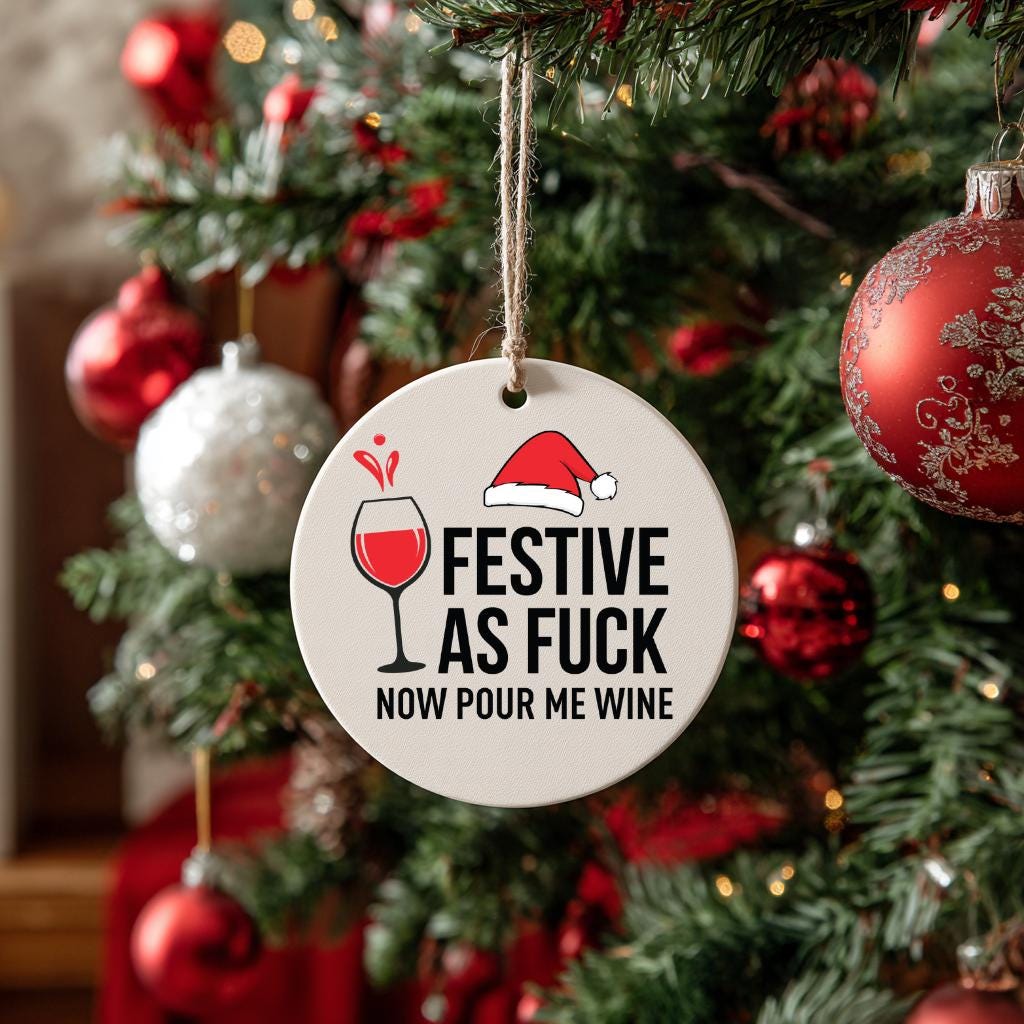 Festive AF Tree Ornament: Wine Lover Christmas Gift