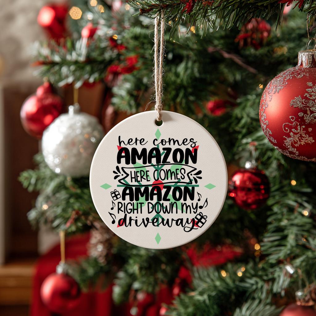Amazon Addict Christmas Ornament – Online Shopping Funny Gag Gift for Friends or Family