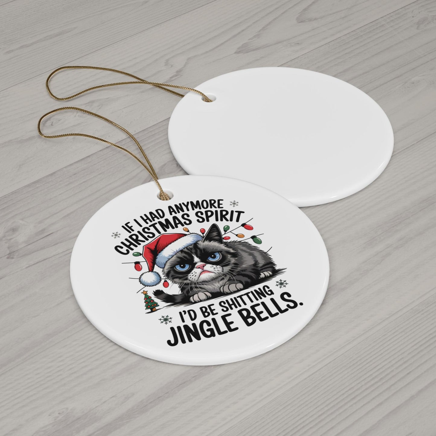 Funny Grumpy Cat Christmas Ornament: White Elephant Gift, Christmas Spirit