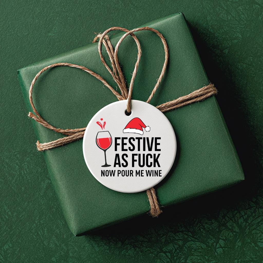 Festive AF Tree Ornament: Wine Lover Christmas Gift