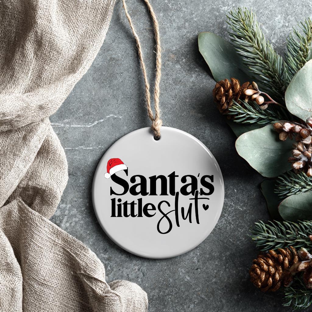 Santa’s Little Sl*t Adult Ornament – Naughty Christmas Gag for Secret Santa, Personalized