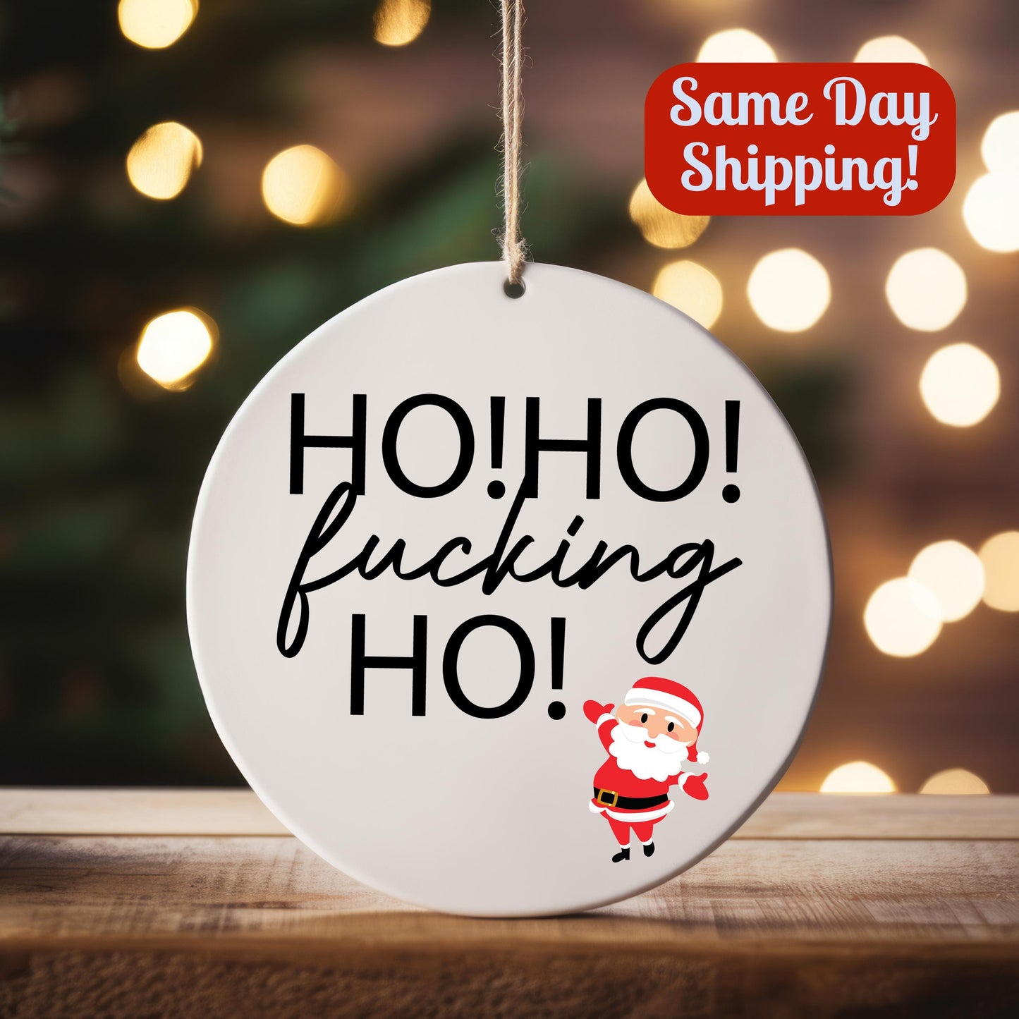 Adult Christmas Ornament: Funny HO HO HO White Elephant Gift