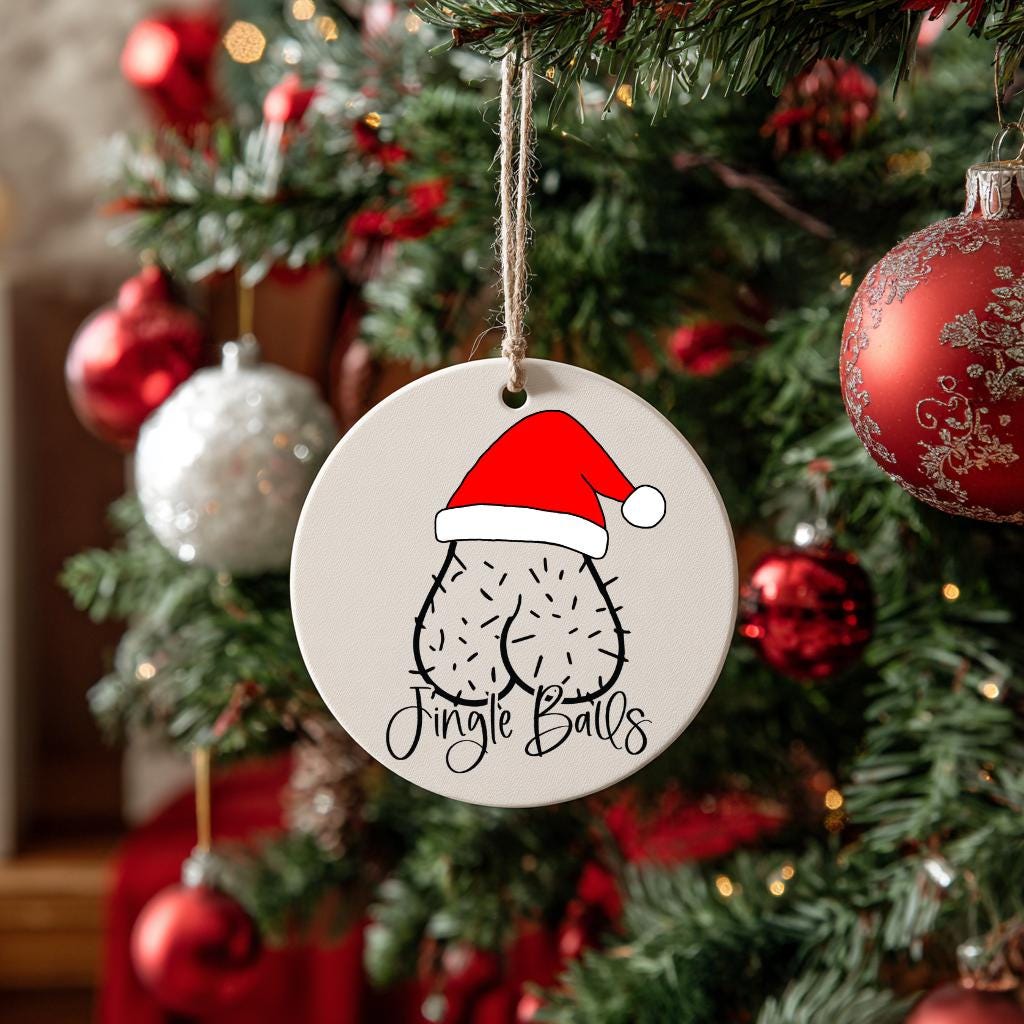 Jingle Balls Funny Adult Ornament – White Elephant Gag Gift, Secret Santa, Naughty Christmas Present