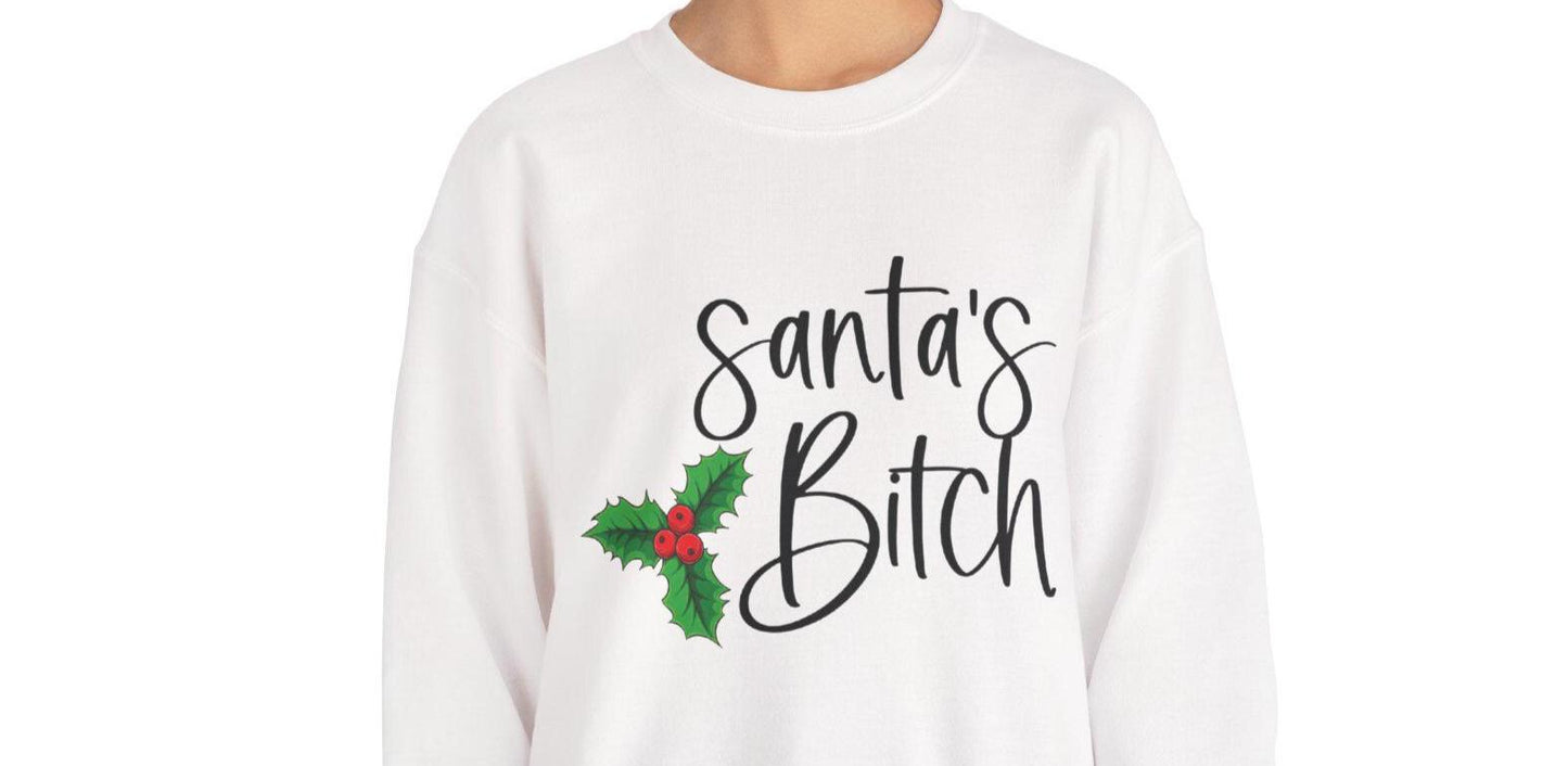 Santa's B*tch Christmas Sweatshirt Funny Adult Humor Holiday Crewneck Unisex Gift