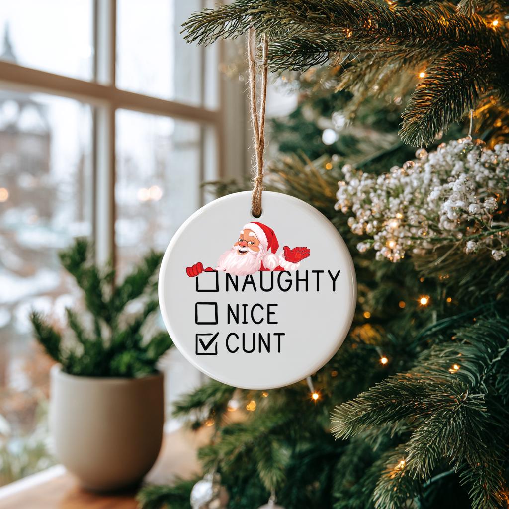 Naughty or Nice Funny Christmas Ornament - Raunchy White Elephant Gift for Coworker Sister