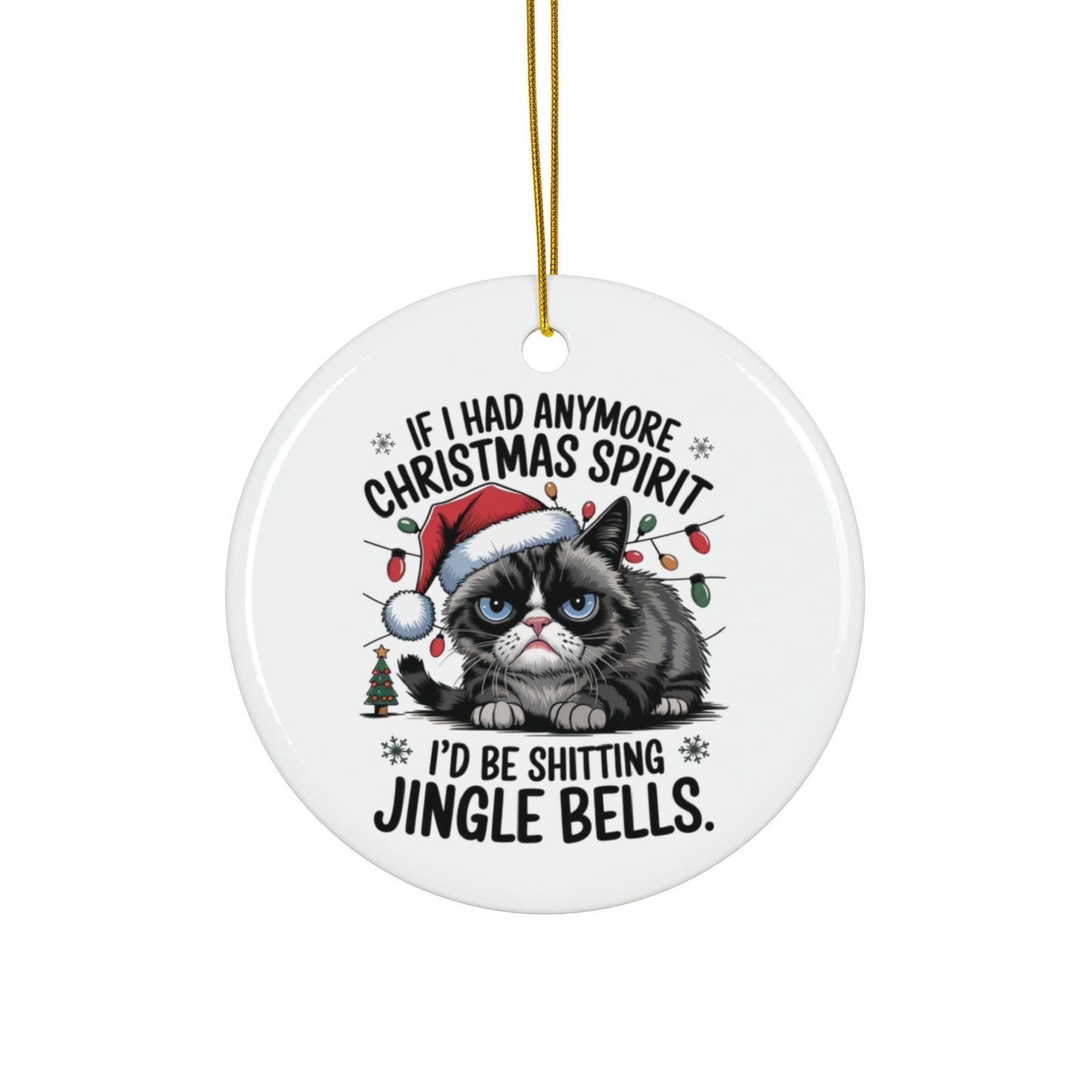 Funny Grumpy Cat Christmas Ornament: White Elephant Gift, Christmas Spirit