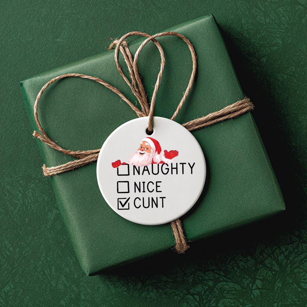 Naughty or Nice Funny Christmas Ornament - Raunchy White Elephant Gift for Coworker Sister