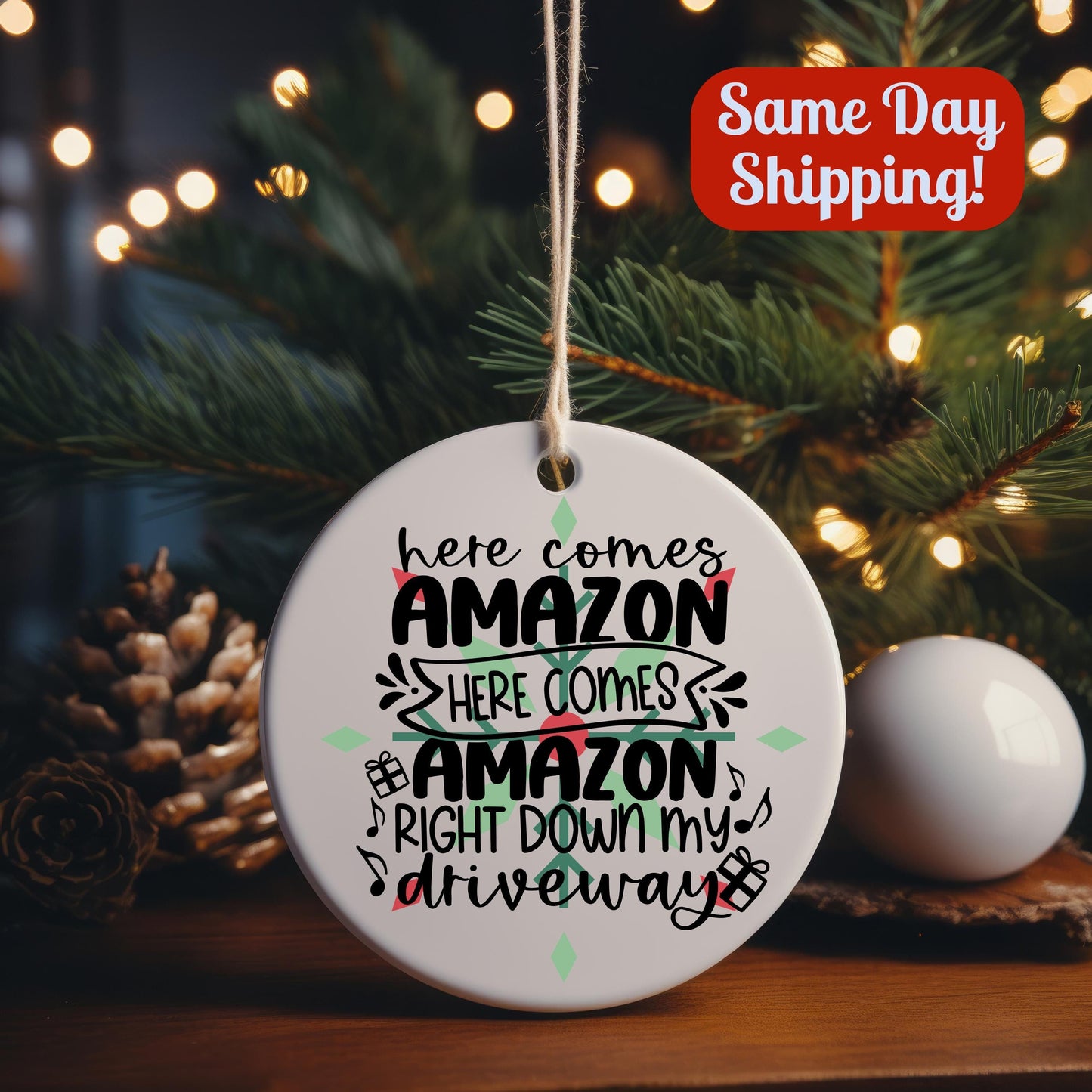 Amazon Addict Christmas Ornament – Online Shopping Funny Gag Gift for Friends or Family