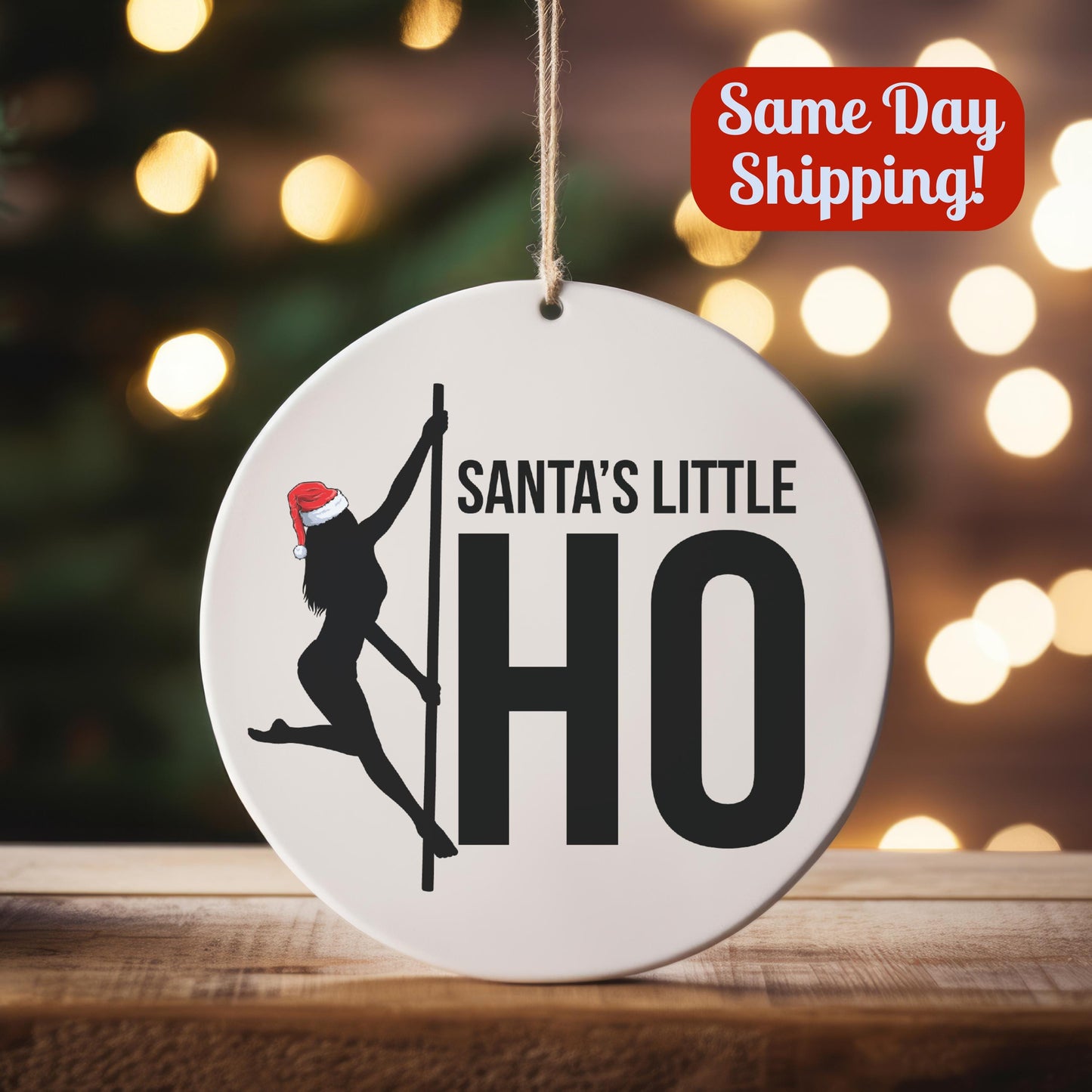 Santa's Little Ho Ornament: Funny Gag Gift, White Elephant, Adult Humor - Personalized Ornament